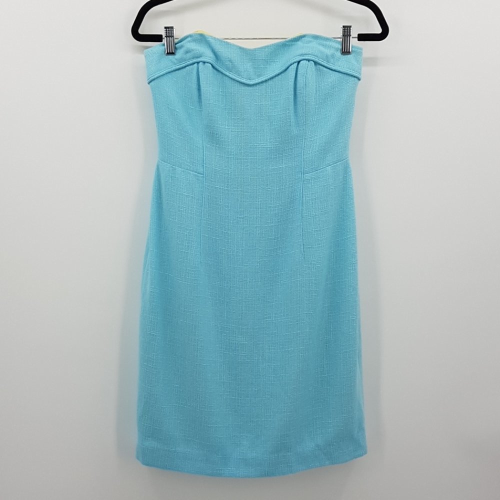 Lilly Pulitzer Aqua Blue Textured Strapless Dress